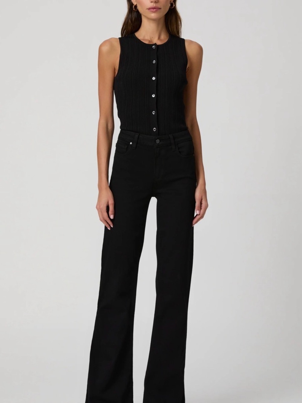 PAIGE Black High-Rise Flare Jeans